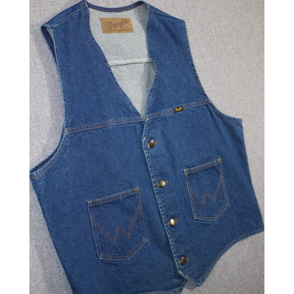 Wrangler M-159 XL Denim Vest Western Cowboy Dark Wash Vest